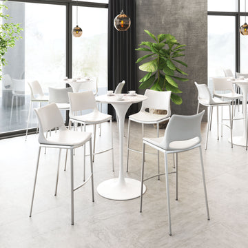 Ace Barstool (Set of 2) White & Silver