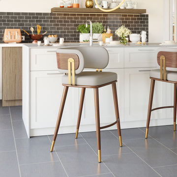 Brew Barstool Beige & Walnut