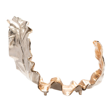 Willow Larger Two-Toned Sculptural Leaf I contemporary wall art displayed in a upscale living room setting