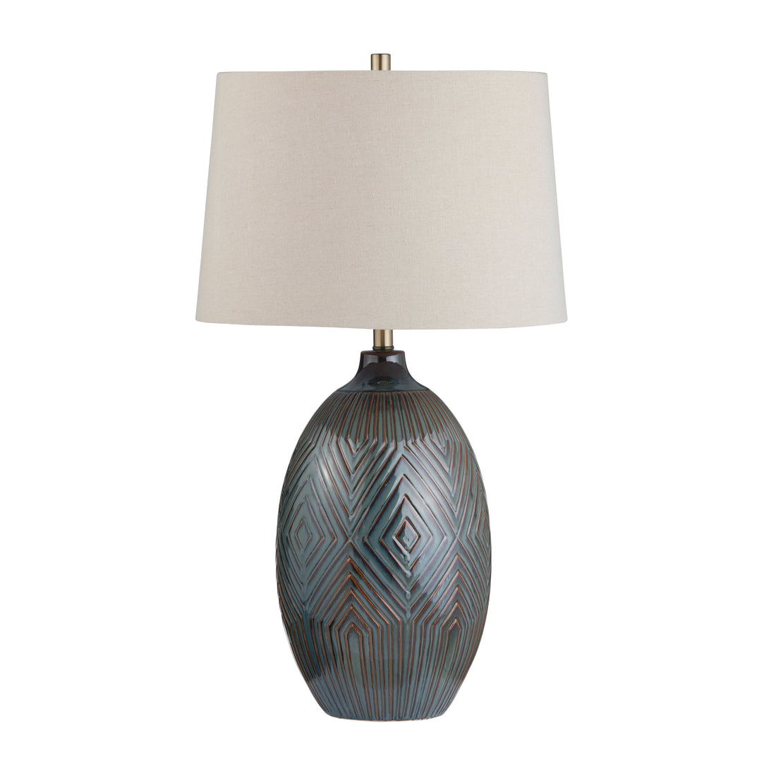 neutral-toned linen table lamp in a minimalist dining room setting