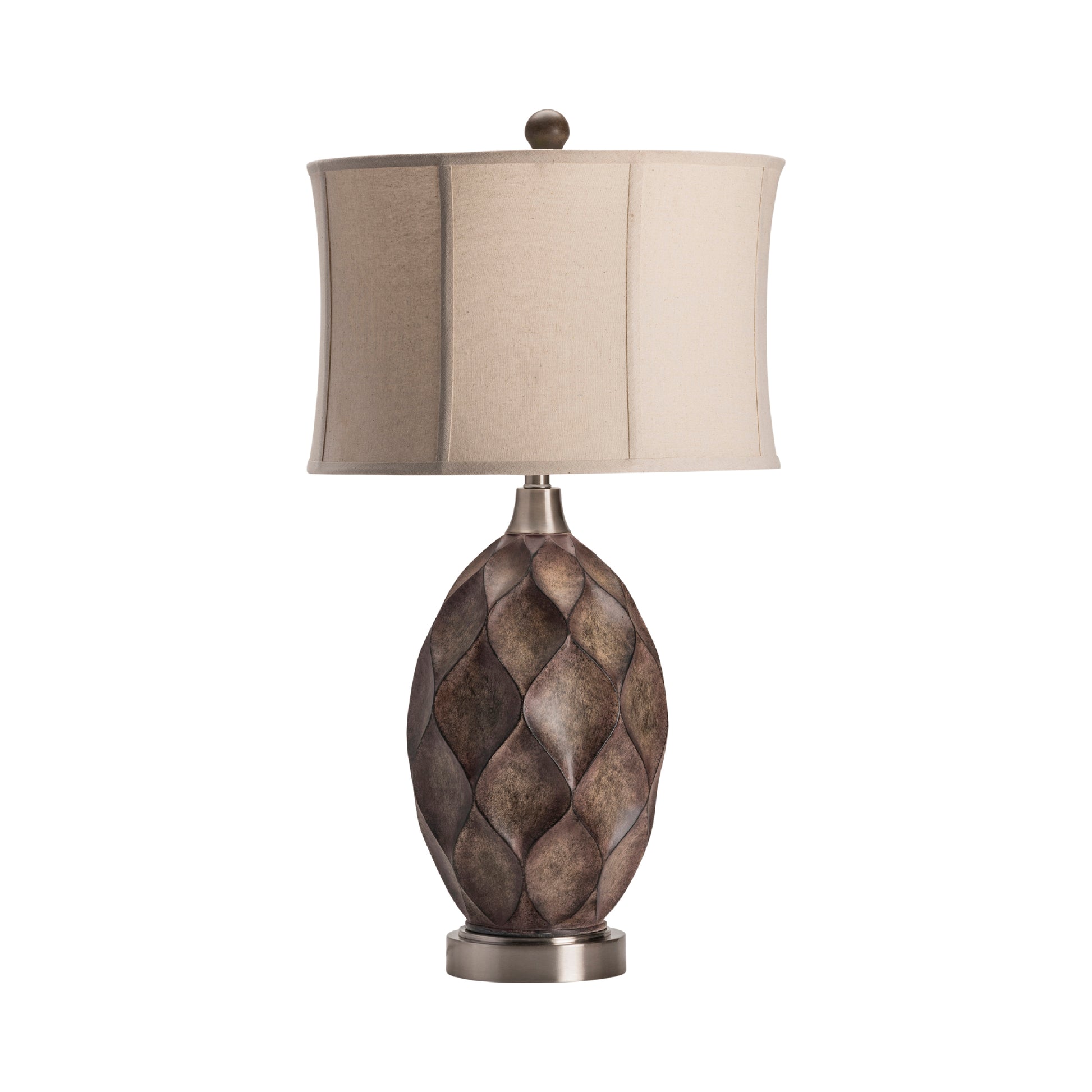 warm-toned soft table lamp in a elegant modern bedroom setting