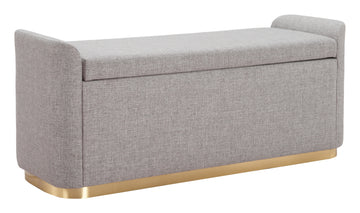 earth-toned marble bench styled in a transitional serene master suite