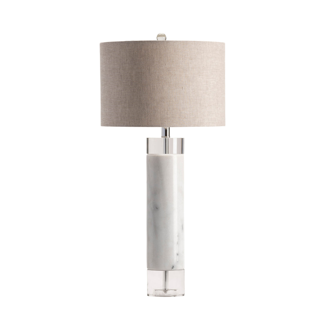 charcoal textured table lamp in a coastal guest room setting