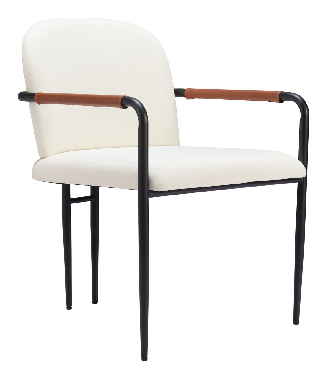 walnut linen accent chair styled in a coastal elegant dining room
