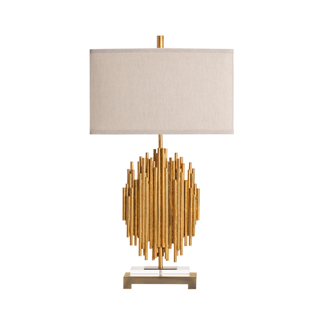 cream woven table lamp in a coastal guest room setting