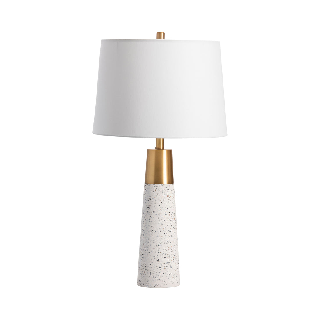 neutral-toned linen table lamp in a minimalist dining room setting