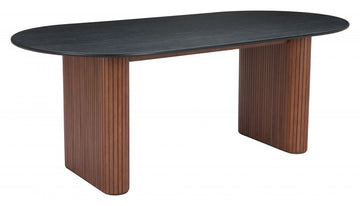 Lassig Modern Black & Walnut Wood Dining Table