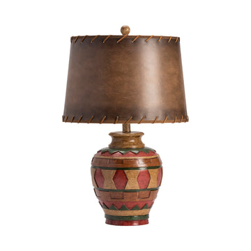 warm-toned soft table lamp in a transitional living room setting