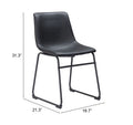 Black chair with dimensions labeled on a white background