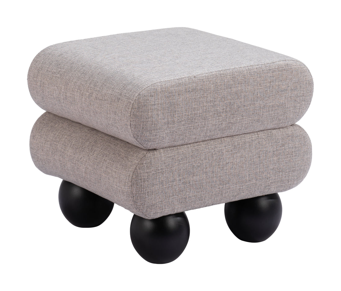 matte black linen ottoman styled in a minimalist elegant dining room
