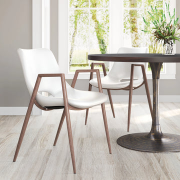 Desi Modern White & Walnut Dining Chair (Set of 2)