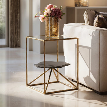 Ranol Modern Brass Glass Side Table