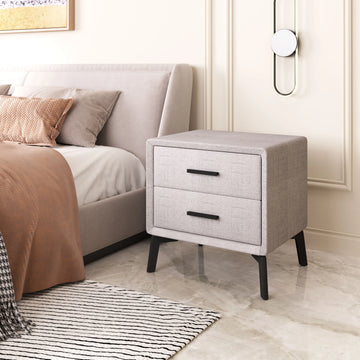 Halle Modern Gray Fabric Side Table