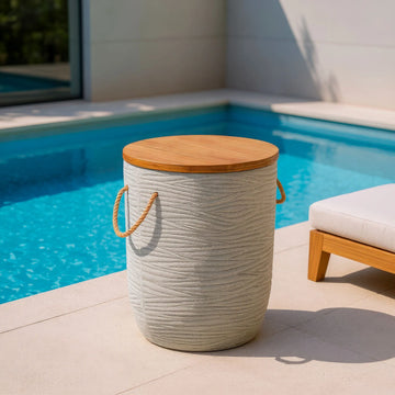 Biban Modern Natural & Gray Wood Side Table