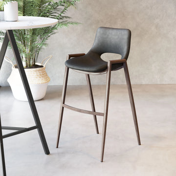 Desi Modern Black & Walnut Bar Stool (Set of 2)