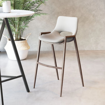 Desi Modern Beige & Walnut Bar Stool (Set of 2)