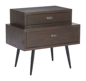 Mechy Modern Brown Wood Side Table