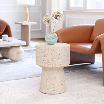 Masko Modern Beige Terrazzo Metal Side Table