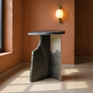 Surya Modern Black Marble Side Table