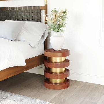 Marigot Modern Walnut Wood Side Table
