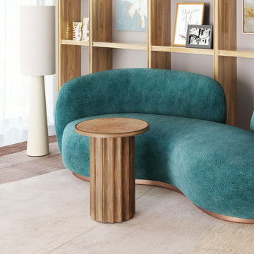 Afinato Modern Brown Burl Side Table