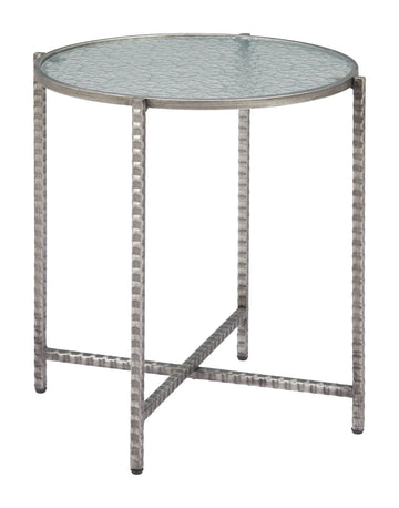 Vetro Modern Silver Glass Side Table