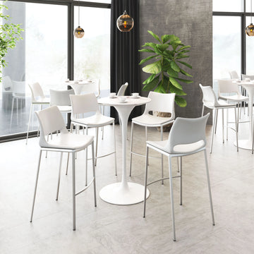 Ace Modern White & Silver Bar Stool (Set of 2)