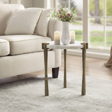 Rench Modern White Marble Side Table