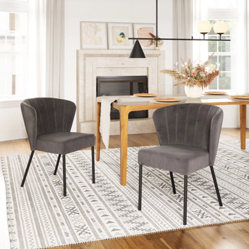 Aimee Modern Gray Velvet Dining Chair (Set of 2)