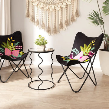 Bastia Modern Black Glass Side Table