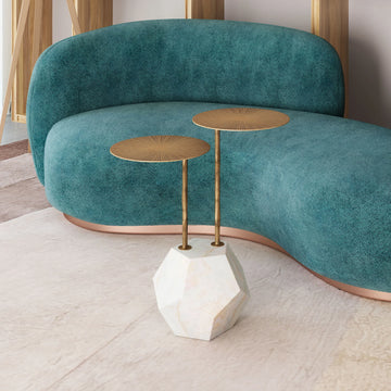 Anten Modern Brass & White Iron Side Table