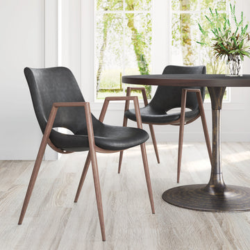Desi Modern Black & Walnut Dining Chair (Set of 2)