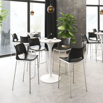 Ace Modern Black & Silver Bar Stool (Set of 2)