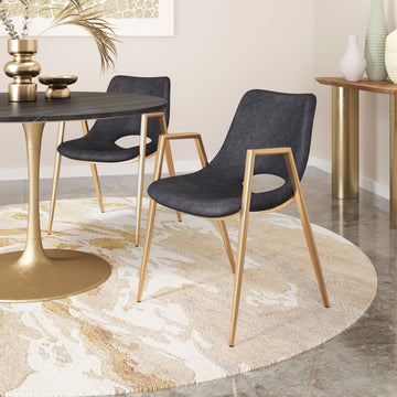 Desi Modern Black & Gold Dining Chair (Set of 2)