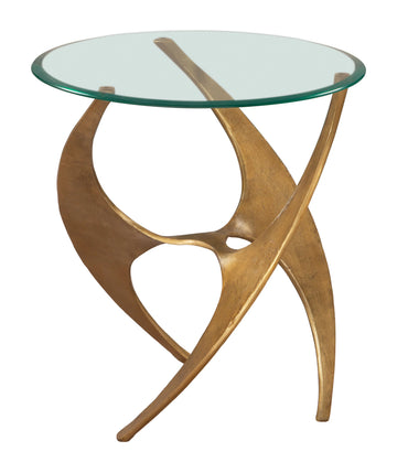 Sabel Modern Gold Glass Side Table