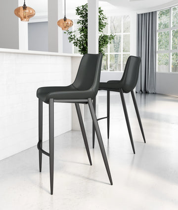 Magnus Modern Black Bar Stool (Set of 2)