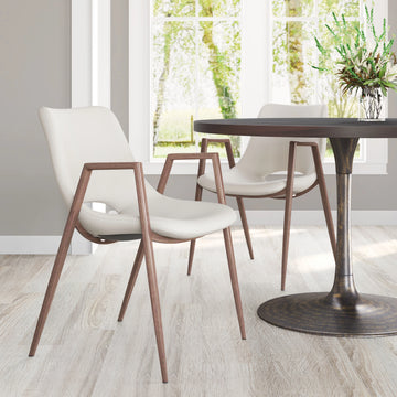 Desi Modern Beige & Walnut Dining Chair (Set of 2)