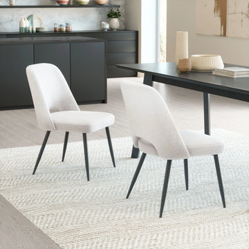 Teddy Modern Ivory Fabric Dining Chair (Set of 2)