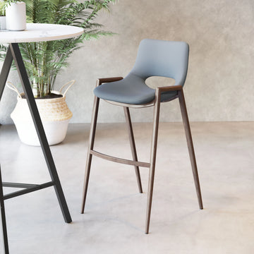 Desi Modern Gray & Walnut Bar Stool (Set of 2)