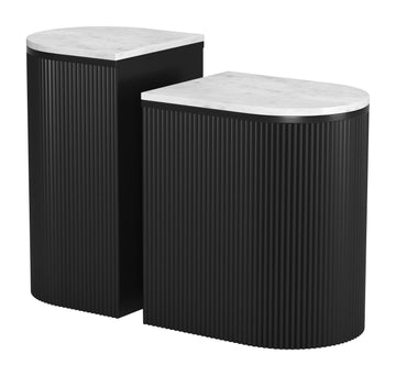 Ormara Modern White & Black Marble Side Table