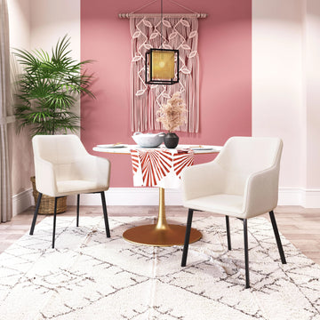 Adage Modern Beige Fabric Dining Chair (Set of 2)
