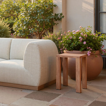 Regels Modern Natural Wood Aluminum Side Table