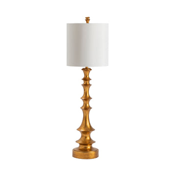 neutral-toned linen table lamp in a modern bedroom setting