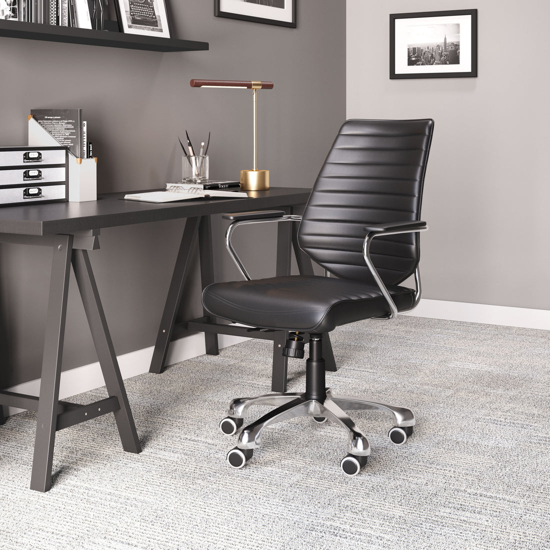 natural velvet accent chair in a minimalist dining room setting