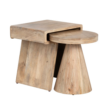ivory cotton accent table in a farmhouse contemporary bedroom setting