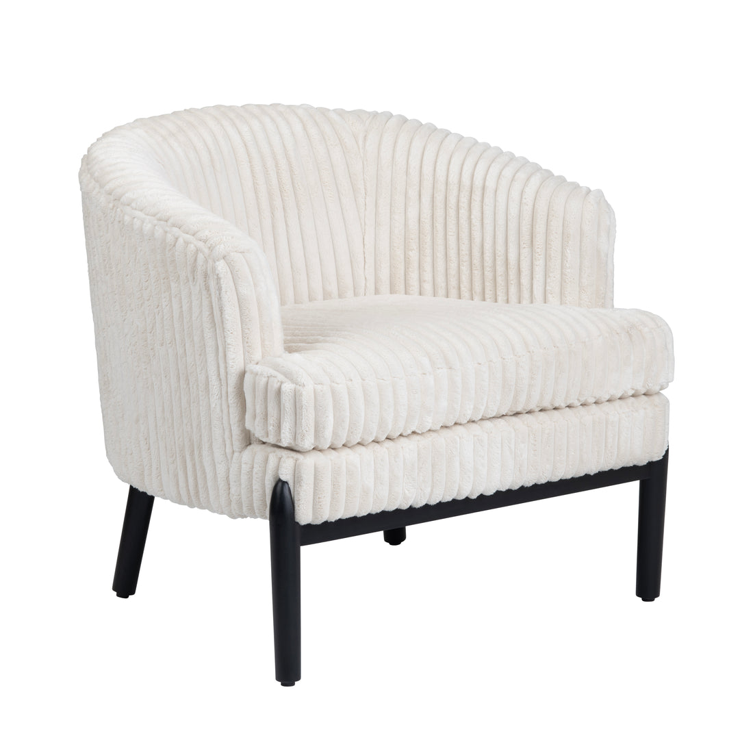 Upholstered Accent Arm Chair styled for a transitional living room space.