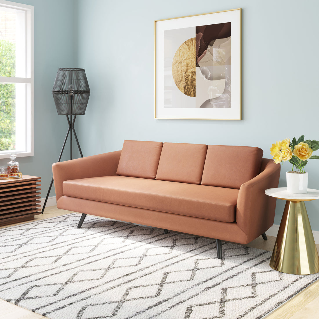 cream woven home dŽcor piece in a contemporary cozy bedroom setting