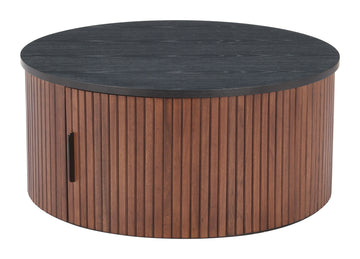 charcoal brushed metal coffee table styled in a mid-century minimalist entryway