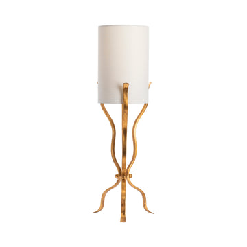 cream woven table lamp in a contemporary cozy bedroom setting