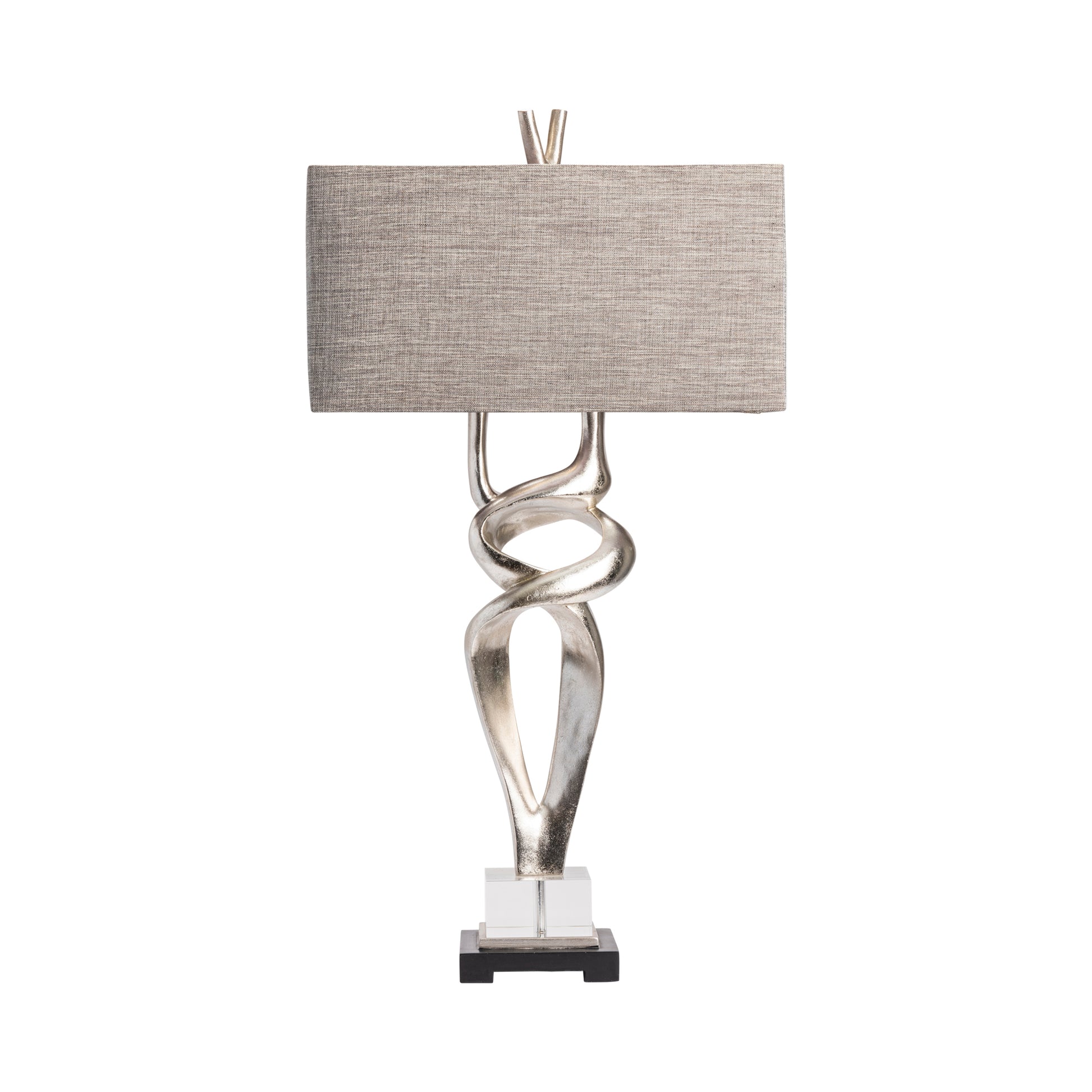 beige plush table lamp in a transitional living room setting